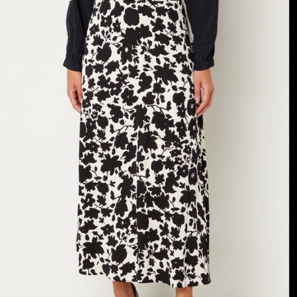 Gerard Darel Bastian Paris Black White Floral Maxi Skirt Size 3 (US Large)